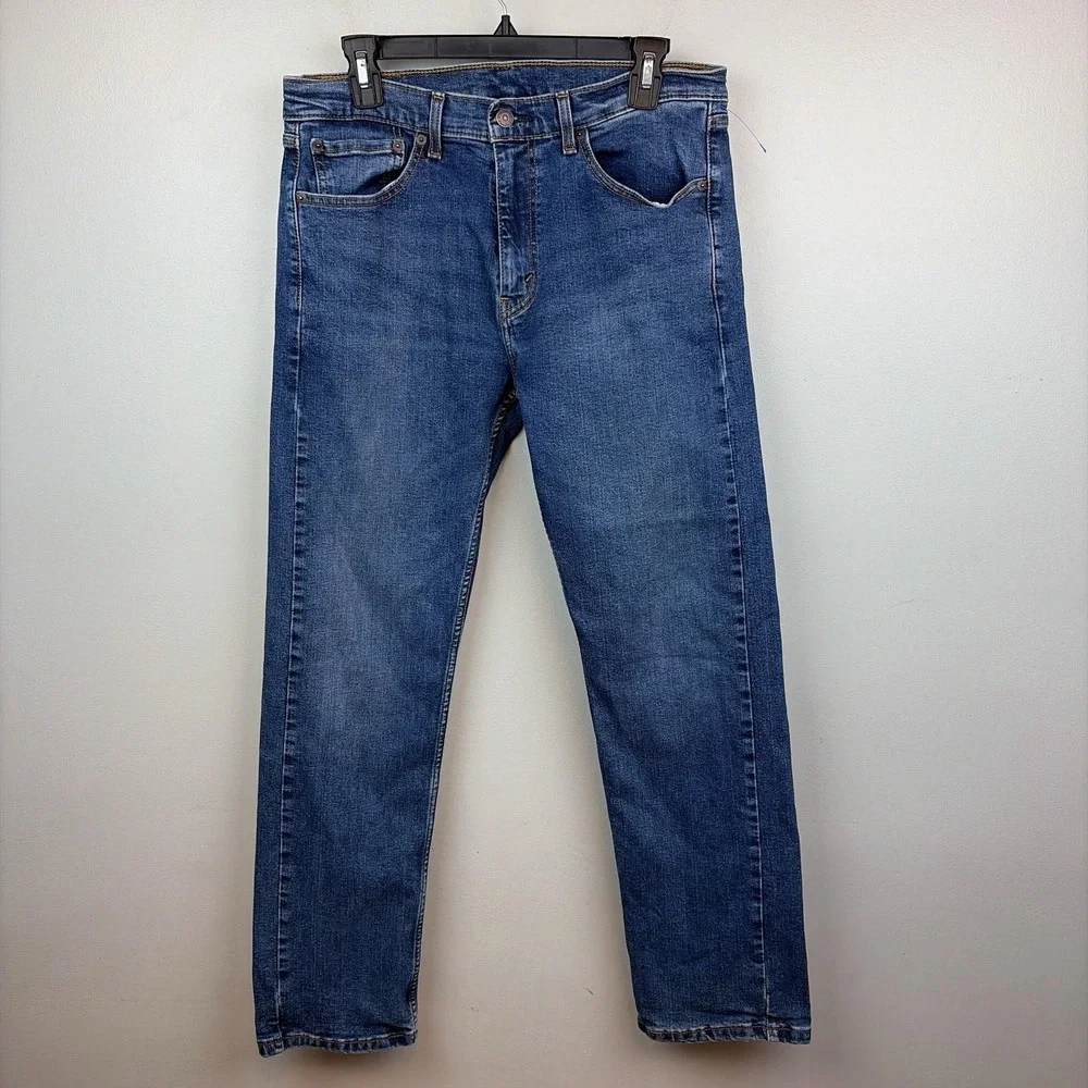 Levis 506 Jeans Mens 33x32 Blue Regular Fit Straight Stretch Denim Medium Wash